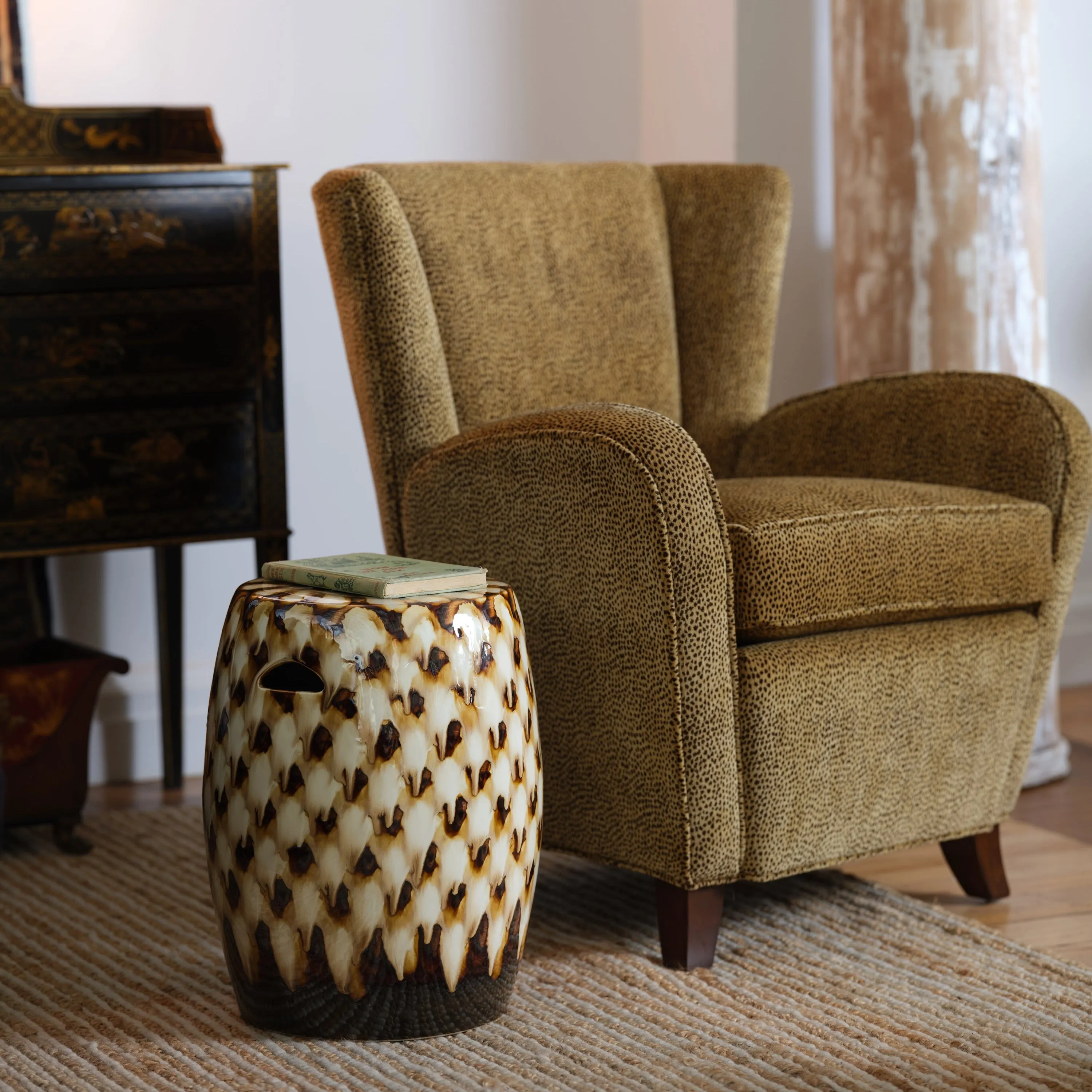 Pheasant Feather Garden Stool (Brown)