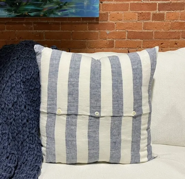 Pillow - Linen Indigo Wide Stripe