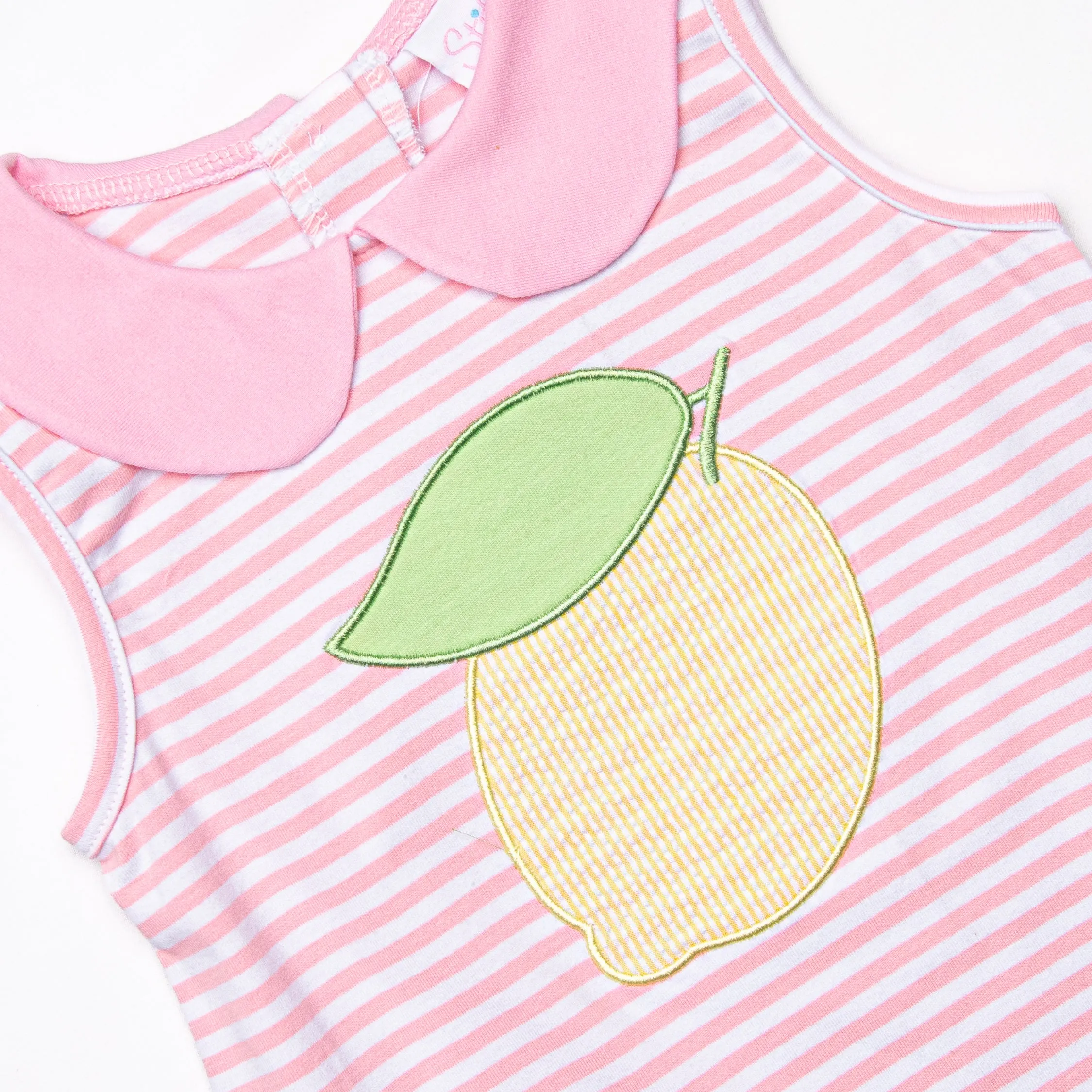 Pink Lady Lemon Applique Ruffle Short Set, Pink