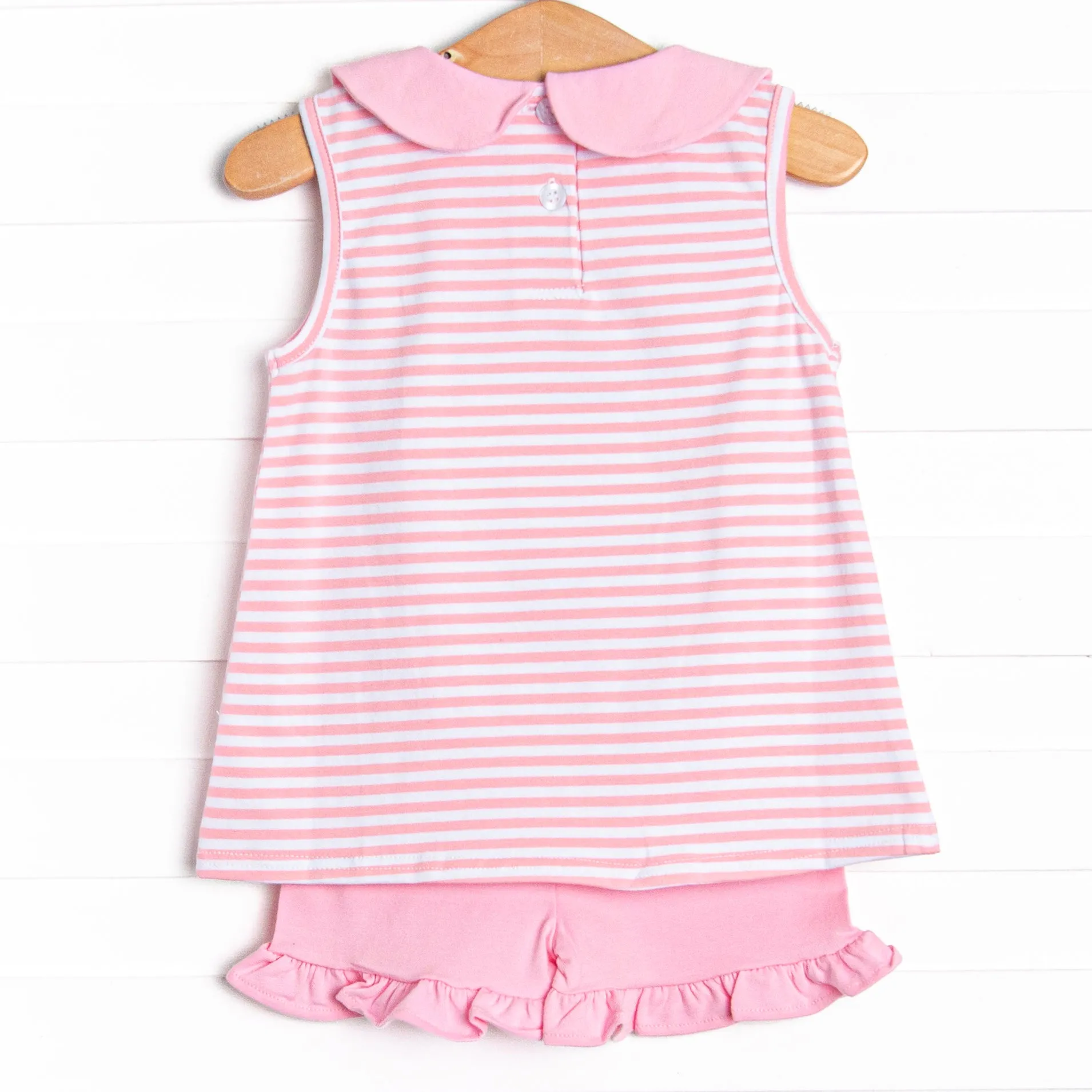 Pink Lady Lemon Applique Ruffle Short Set, Pink