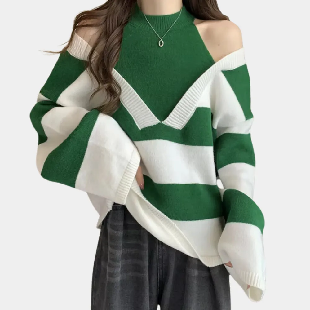 Portia - elegant cold-shoulder jumper for women