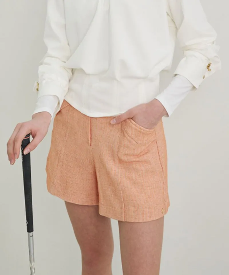 POSHERD High Stretch Tweed Shorts - Orange