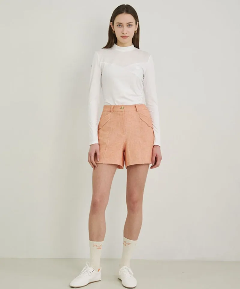 POSHERD High Stretch Tweed Shorts - Orange