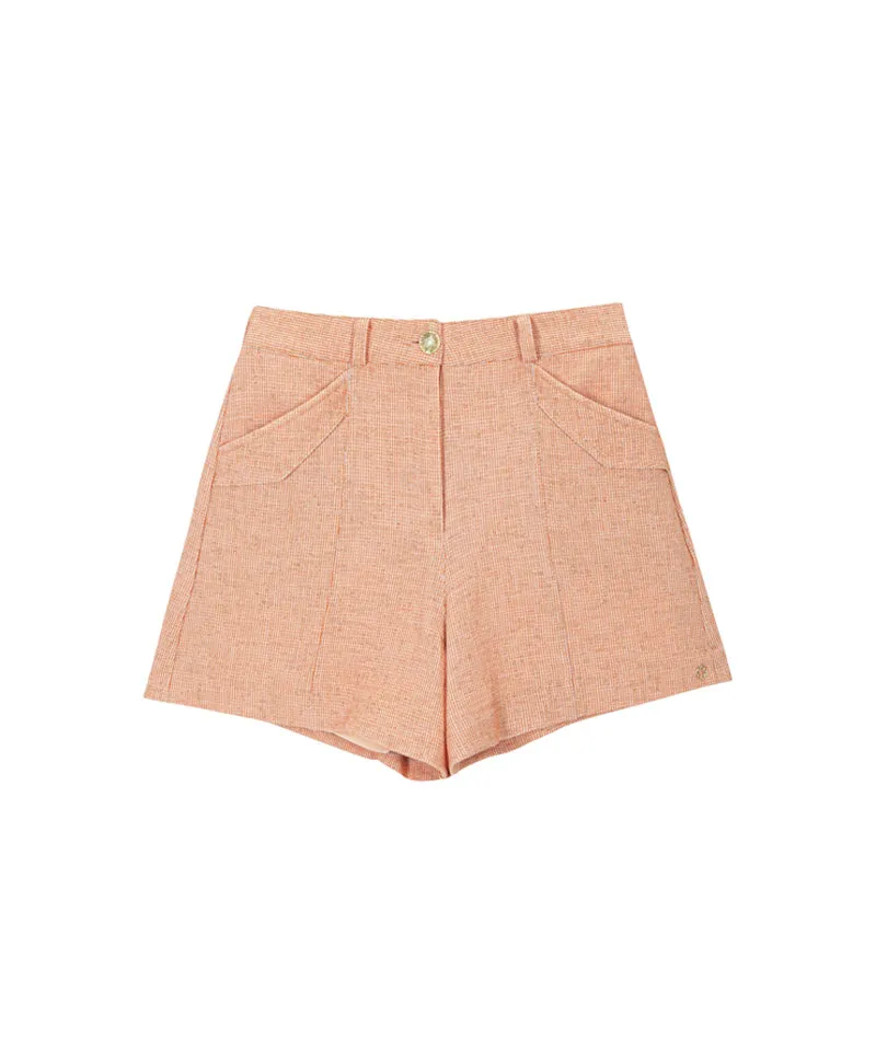 POSHERD High Stretch Tweed Shorts - Orange