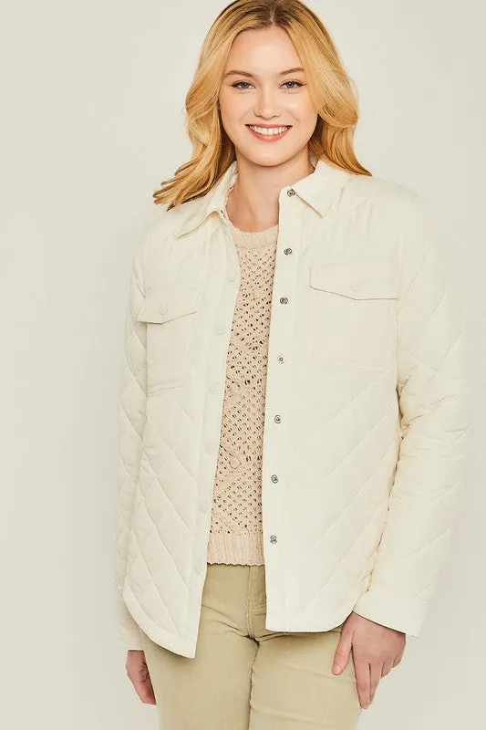 Quilted Bust Pocket Jacket in 5 Colors