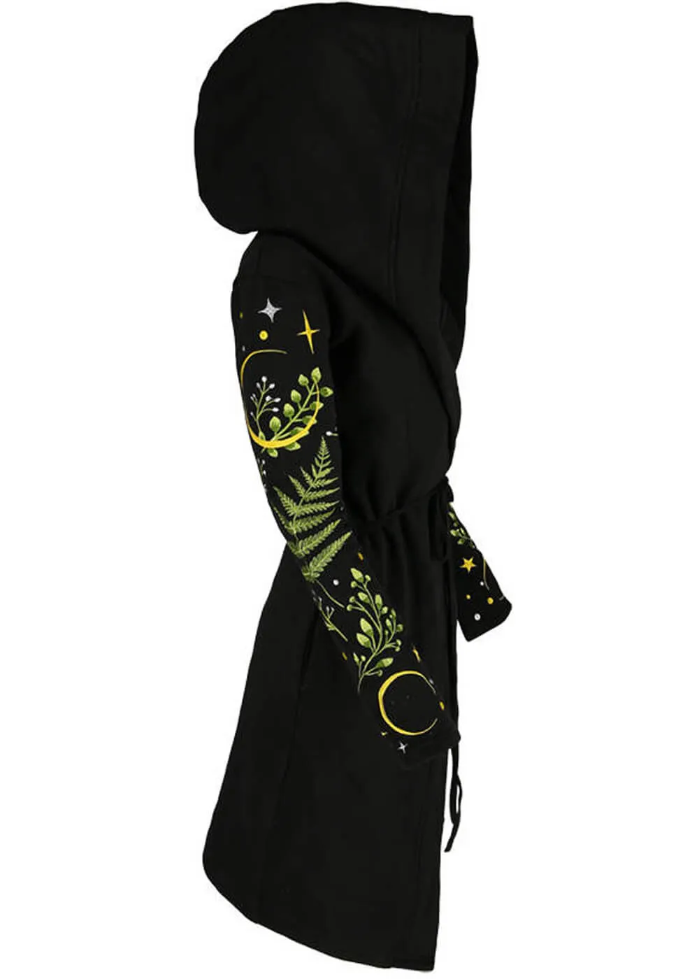 Restyle Herbal Fern Embroidery Hoodie Zwart