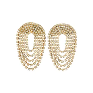 Rhinestone Hoop Tassel Earrings
