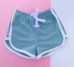 rib knit track shorts - sage
