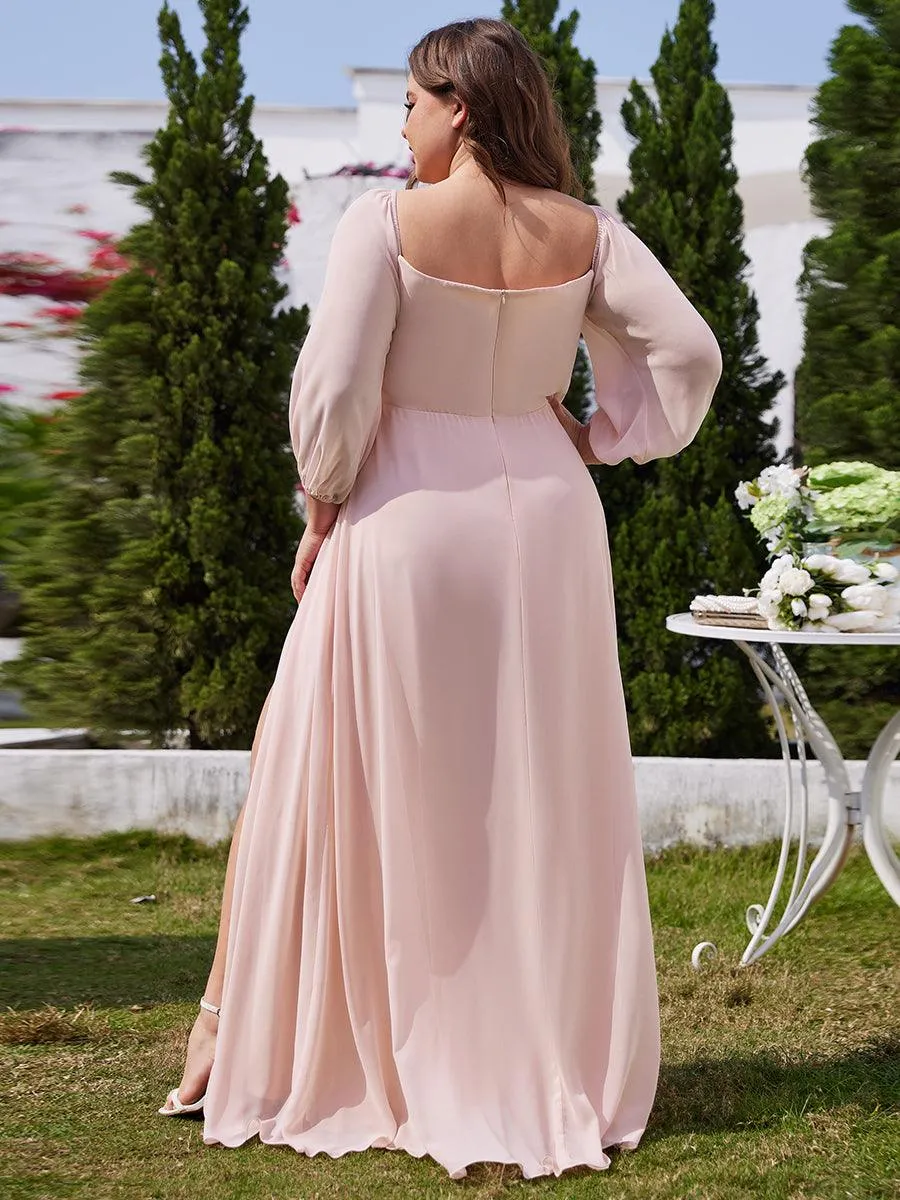 Robes de demoiselle d'honneur à manches longues en mousseline à épaules dénudées