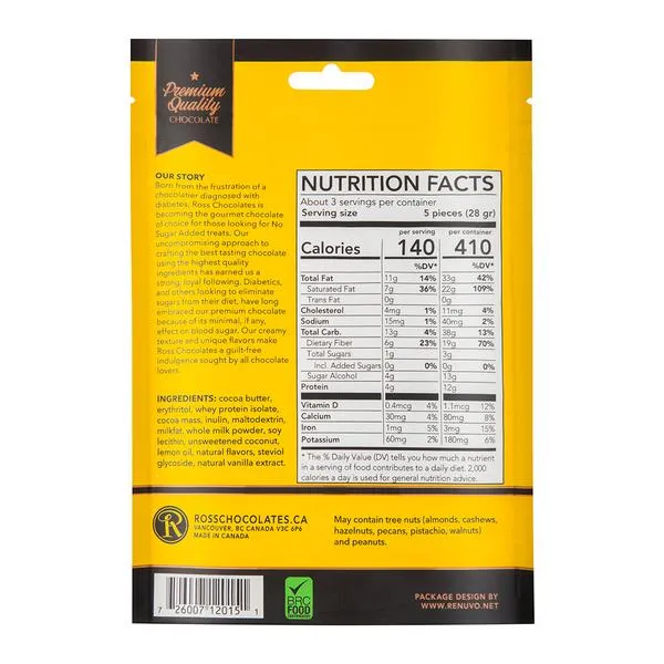 Ross Chocolates - Milk Chocolate with Lemon and Coconut