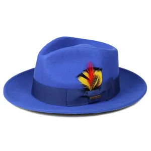 Royal Blue Fedora 100% Australian Wool Crushable Hat