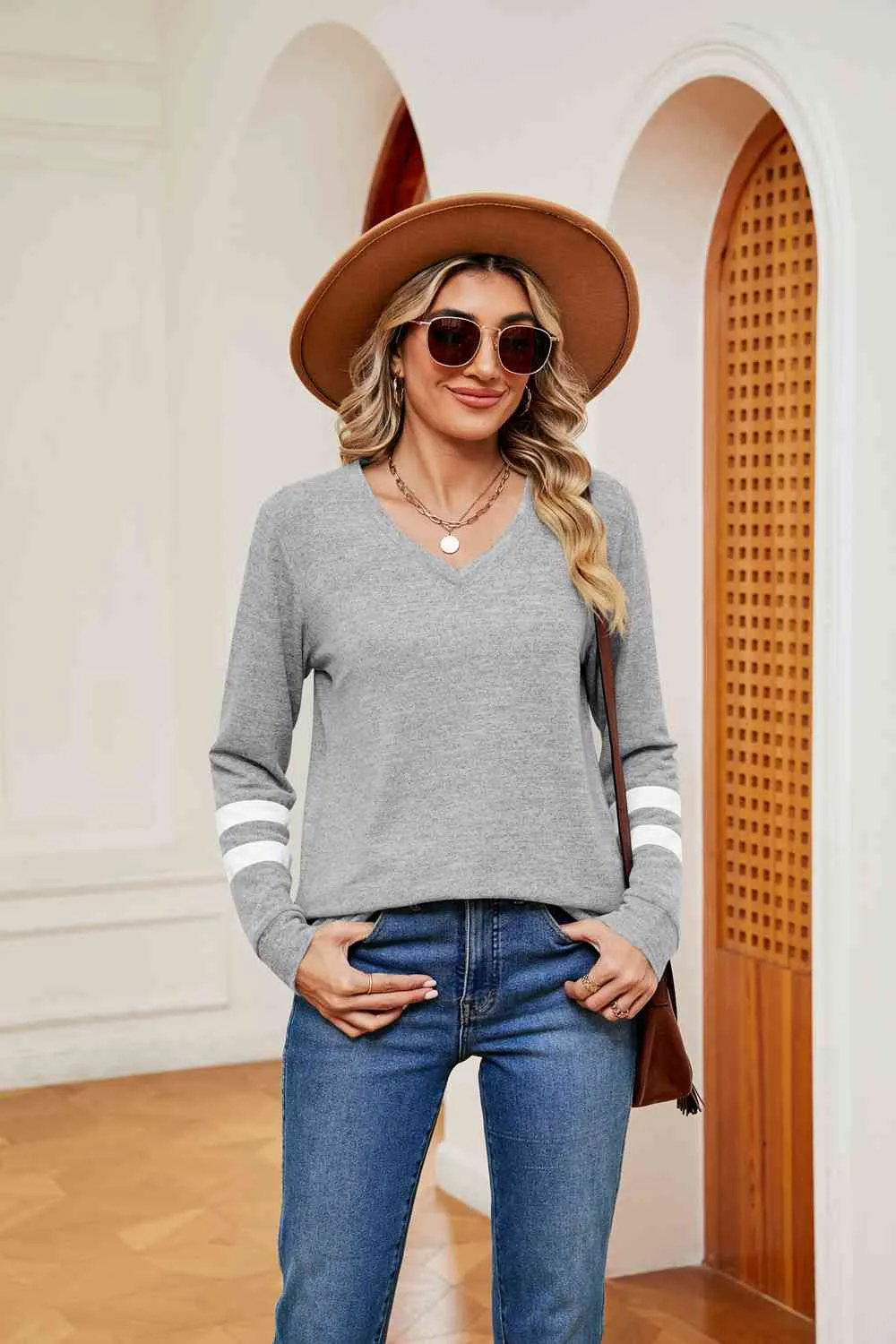 Sally V-Neck Long Sleeve T-Shirt