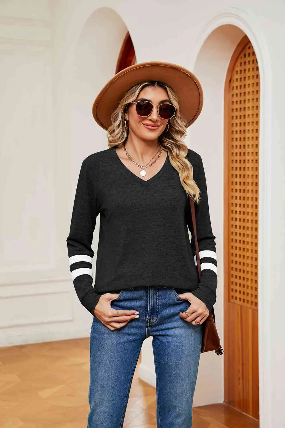 Sally V-Neck Long Sleeve T-Shirt