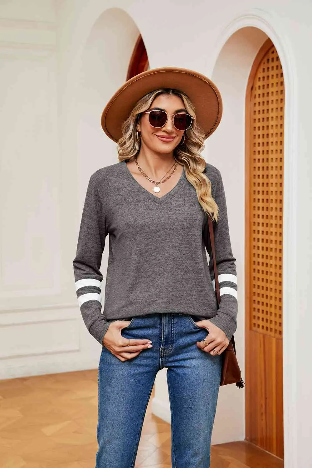 Sally V-Neck Long Sleeve T-Shirt