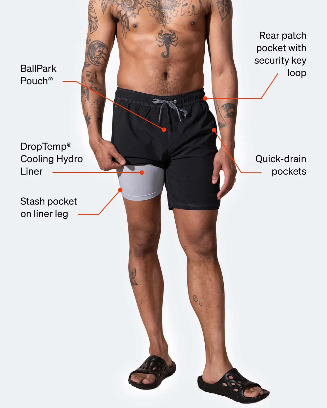 Saxx Mens Oh Buoy Stretch Volley 5" Swim Short - Jets Stripe - Pool
