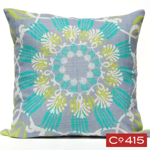 Scroll Suzani Pillow - Ocean