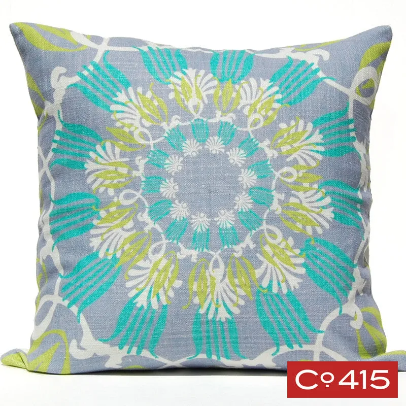 Scroll Suzani Pillow - Ocean