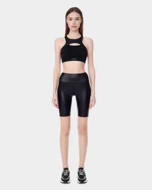 SELA WOMEN'S STRETCH VEGAN LEATHER BIKE SHORTS