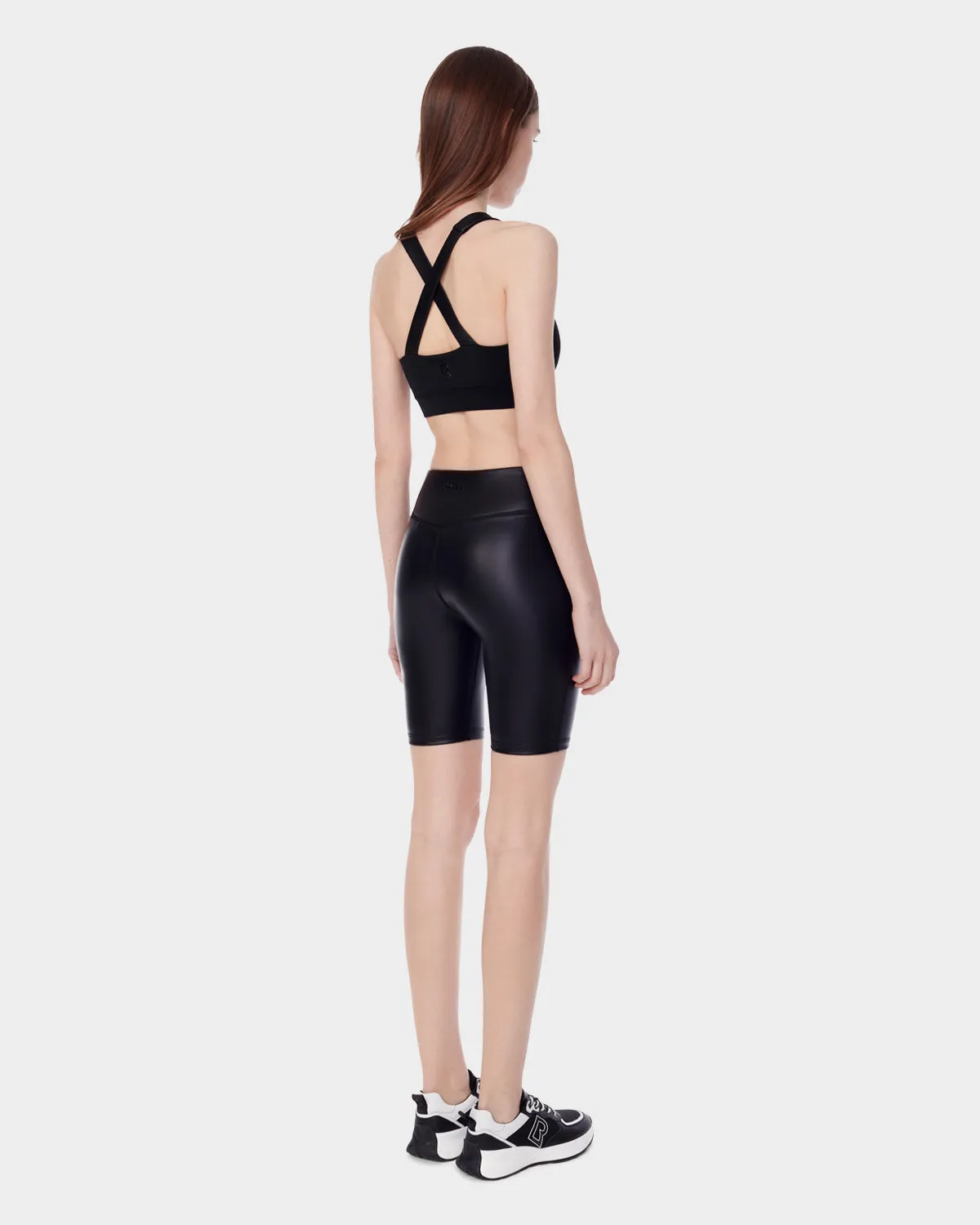 SELA WOMEN'S STRETCH VEGAN LEATHER BIKE SHORTS