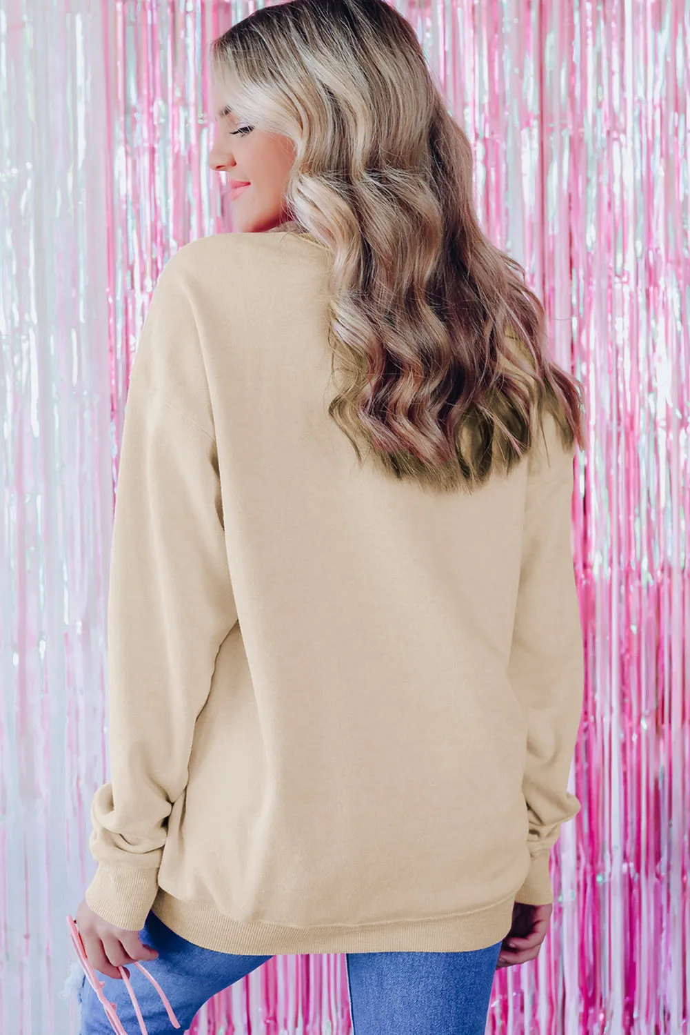 Shallow khaki Merry Every Thing Glitter Script Sweatshirt