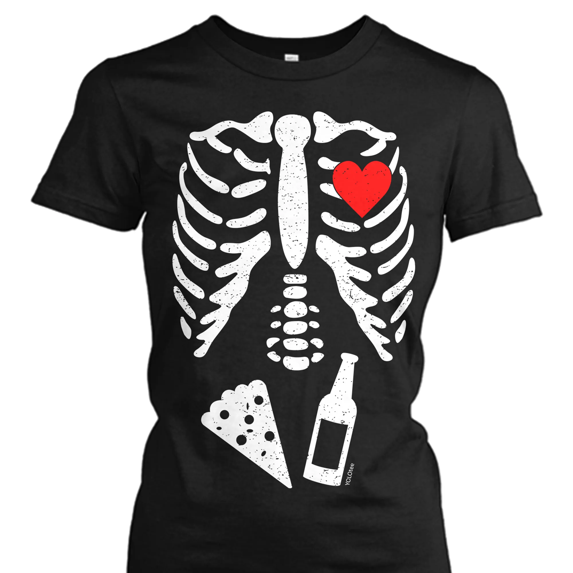 Skeleton Beer Pizza Premium Cotton Shirt