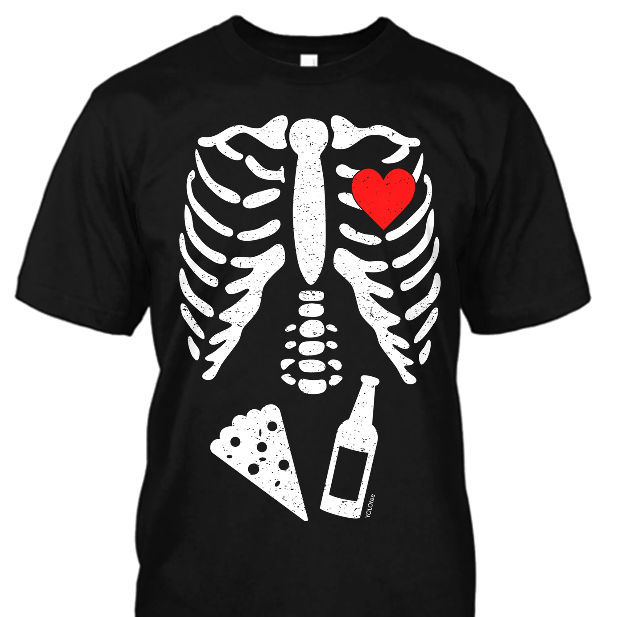 Skeleton Beer Pizza Premium Cotton Shirt