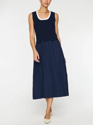Sofia Sleeveless Dress - Navy/White
