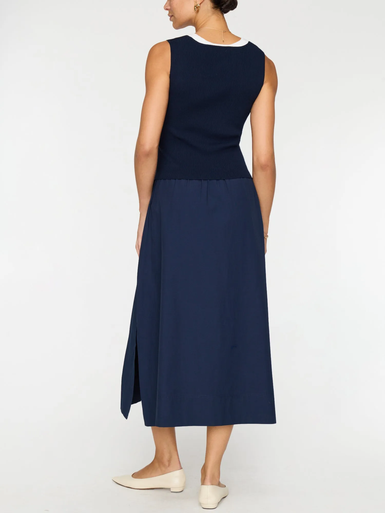 Sofia Sleeveless Dress - Navy/White