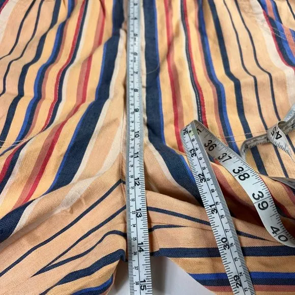 Soft Surroundings Womens Summer Breeze Shorts Orange Stripe Stretch Belted M New