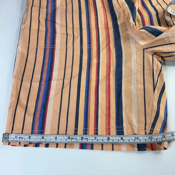Soft Surroundings Womens Summer Breeze Shorts Orange Stripe Stretch Belted M New