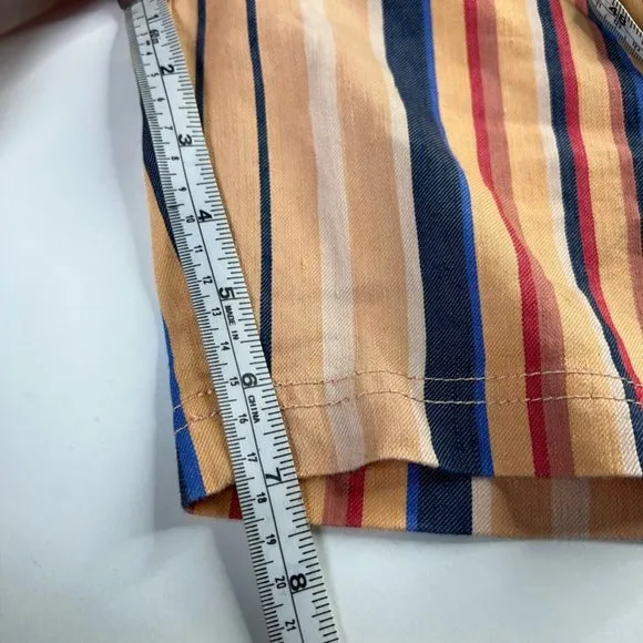 Soft Surroundings Womens Summer Breeze Shorts Orange Stripe Stretch Belted M New