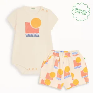Sorbetto & Sailor Set - Sunset Jersey Baby Bodysuit & Short Set