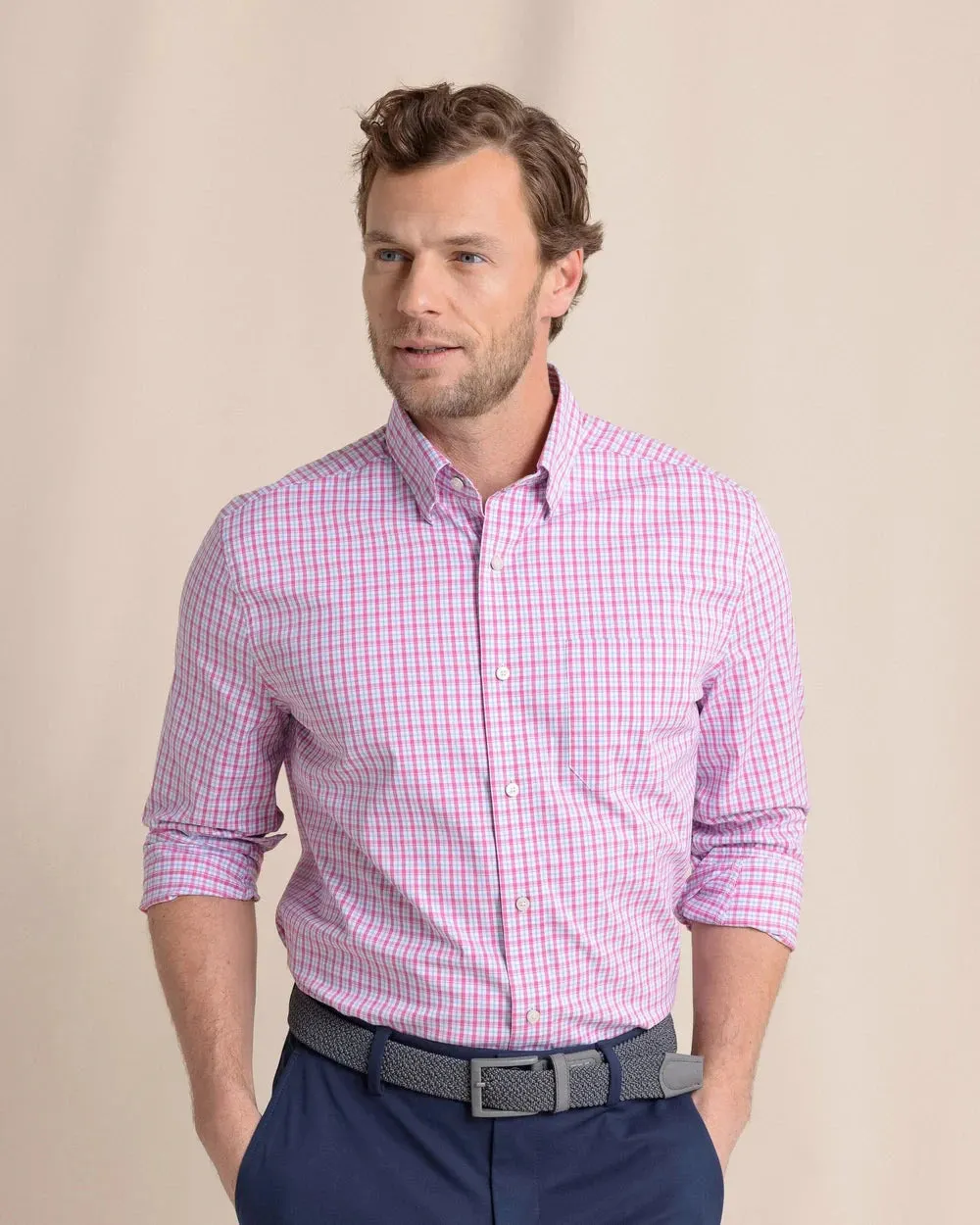 Southern Tide Charleston Broad Creek Plaid Long Sleeve Sport Shirt