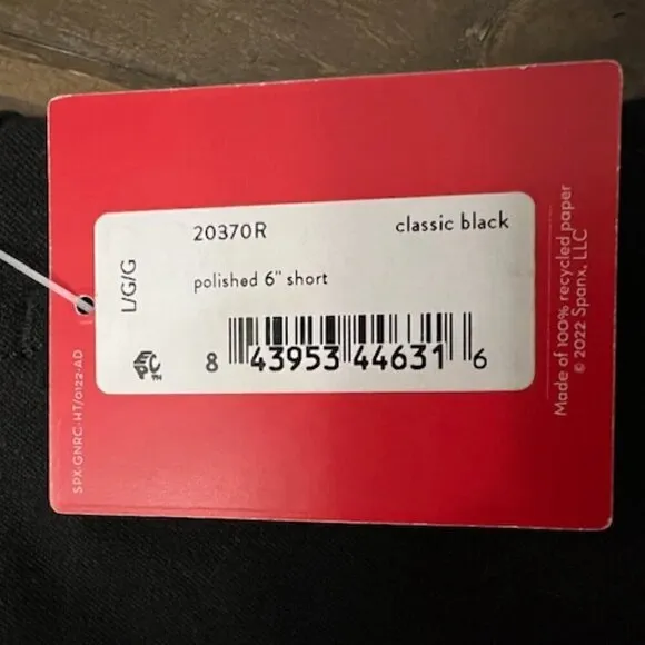 Spanx Polished 6&quot; Stretch-Cotton Blend Black Shorts