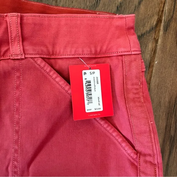 SPANX STRETCH TWILL SHORTS 4” pull on slimming casual chino Island red NWT sz S
