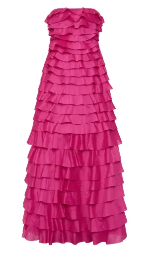 stacey Strapless Layered Maxi Dress in pink