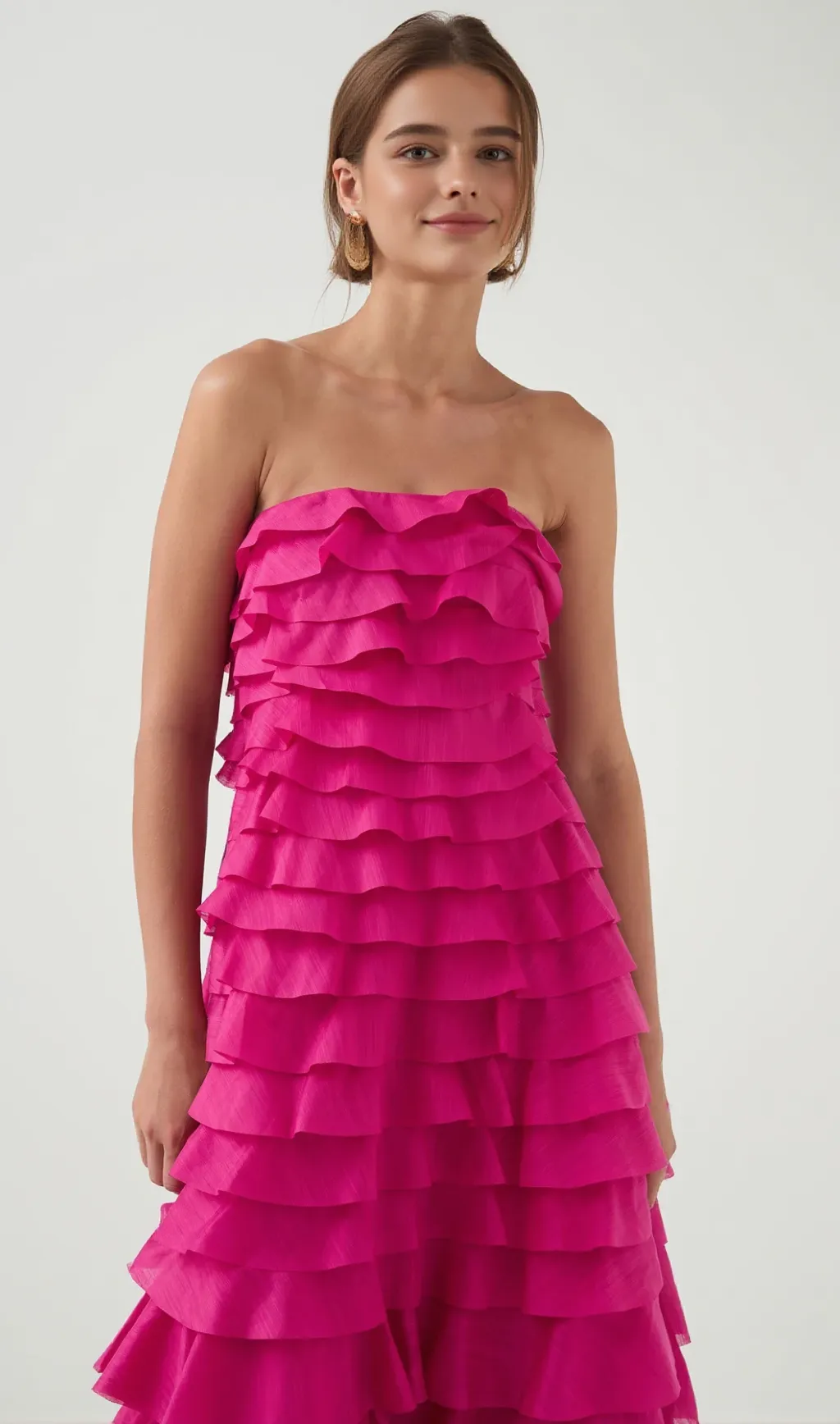 stacey Strapless Layered Maxi Dress in pink