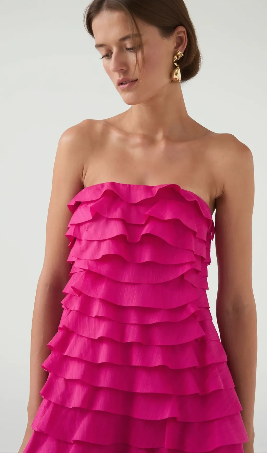stacey Strapless Layered Maxi Dress in pink