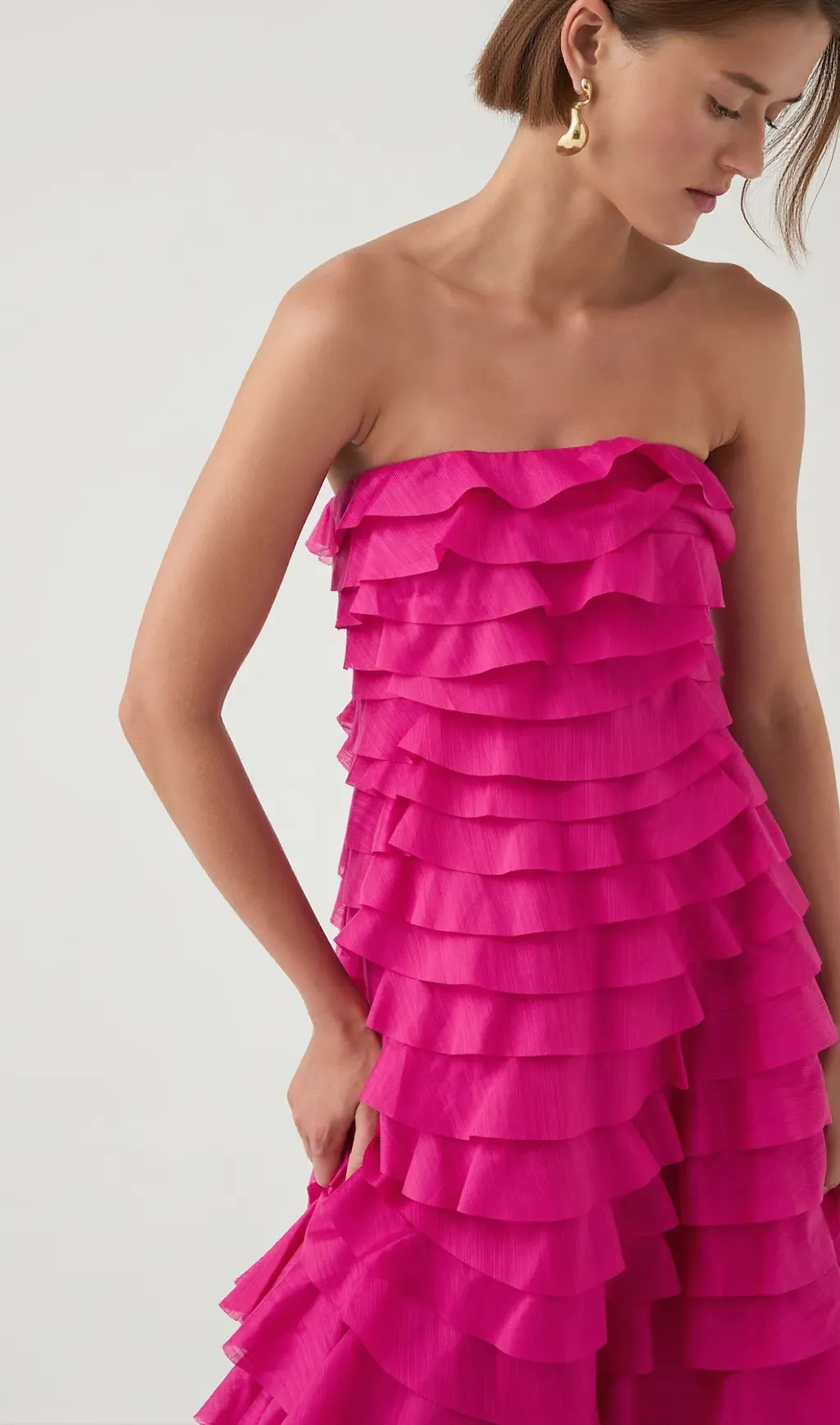 stacey Strapless Layered Maxi Dress in pink