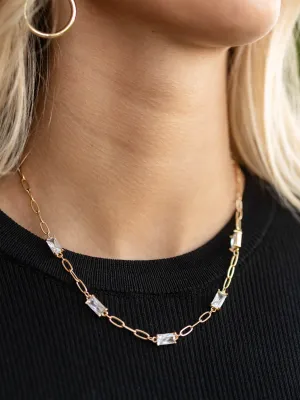 Stone Detail Dainty Chain Necklace