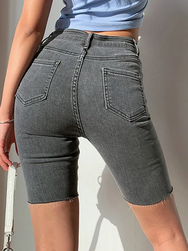 Stretch Denim Bike Shorts