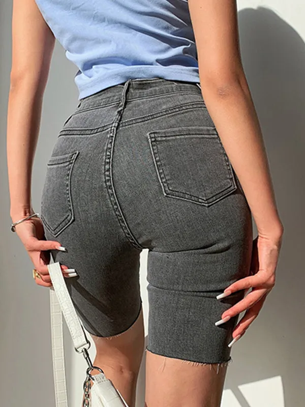 Stretch Denim Bike Shorts