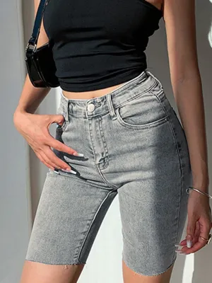 Stretch Denim Bike Shorts