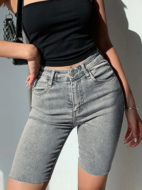 Stretch Denim Bike Shorts
