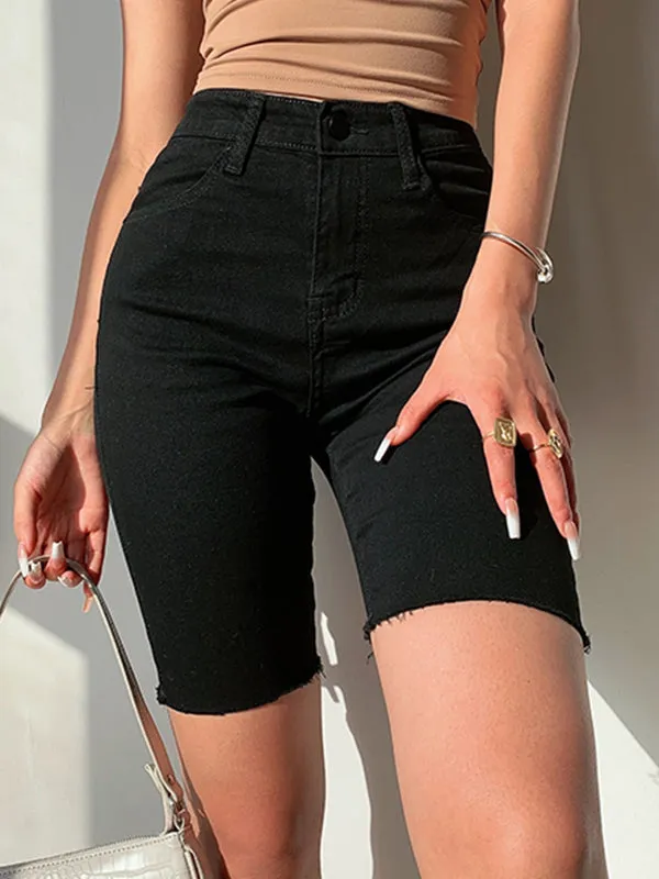 Stretch Denim Bike Shorts