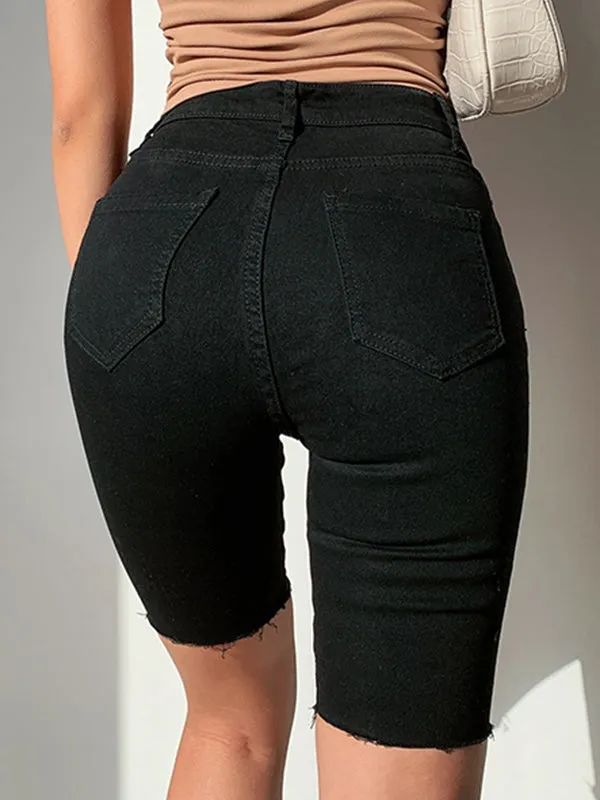 Stretch Denim Bike Shorts