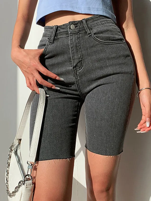 Stretch Denim Bike Shorts