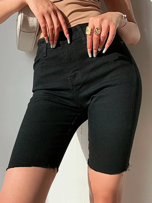 Stretch Denim Bike Shorts