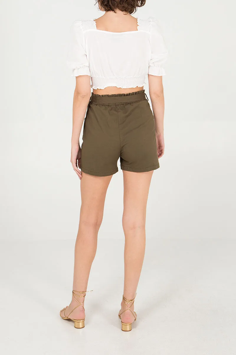 Stretch Paper Bag Shorts
