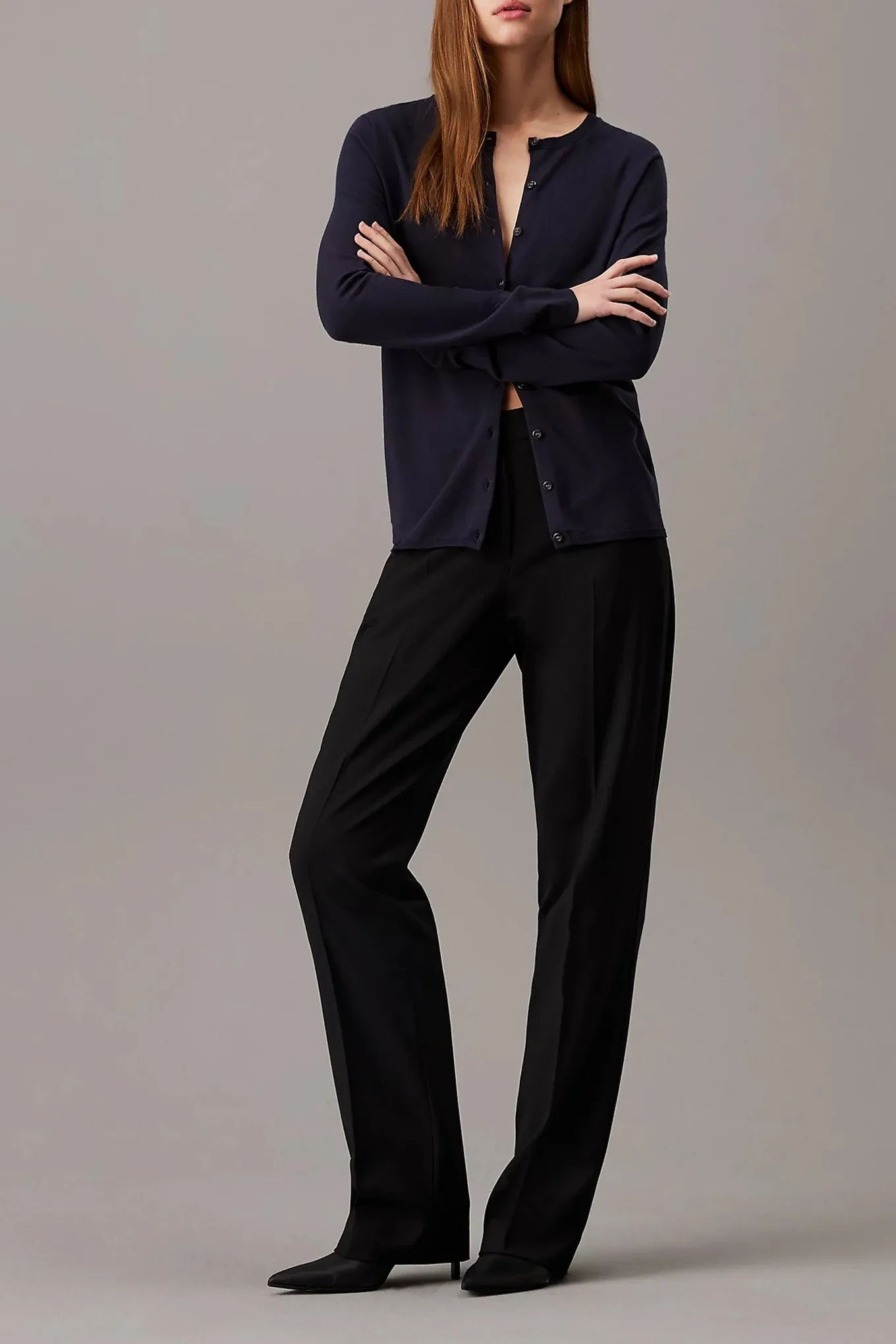 Stretch Wool Slim Straight